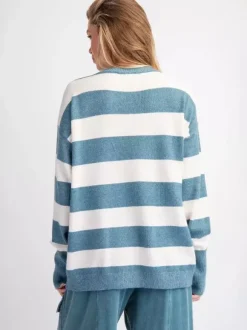 Pull oversize en maille à rayures et n艙ud papillon pour femme 2026