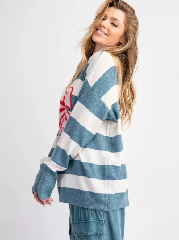 Pull oversize en maille à rayures et n艙ud papillon pour femme 2026