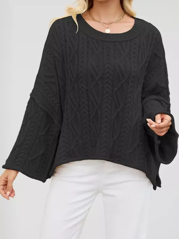 Pull oversize à torsades et épaules tombantes pour femme 2026