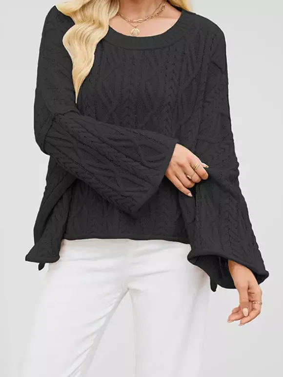 Pull oversize à torsades et épaules tombantes pour femme 2026