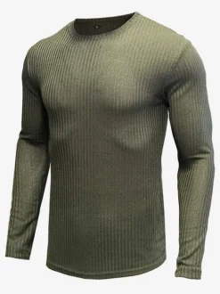 Pulls Homme Cardigan Maille Col Rond Automne Vert Gris