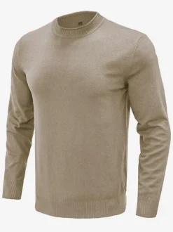 Pulls Homme Cardigan Maille Col Rond Automne Blanc Kaki
