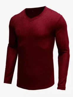 Pulls Homme Cardigan Maille Col V Printemps Gris Bordeaux