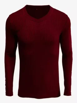 Pulls Homme Cardigan Maille Col V Printemps Gris Bordeaux