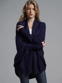Pulls Cardigans Acrylique Marine Foncé Manches Longues