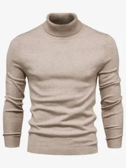 Pulls Homme Cardigan Homme Tricot Col Haut Hiver Manches Longues