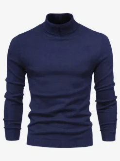Pulls Homme Cardigan Homme Tricot Col Haut Hiver Manches Longues