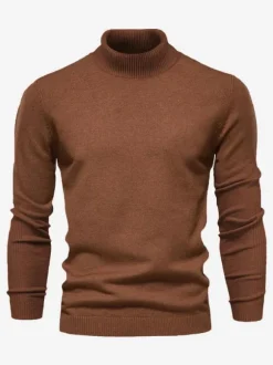 Pulls Homme Cardigan Homme Tricot Col Haut Hiver Manches Longues