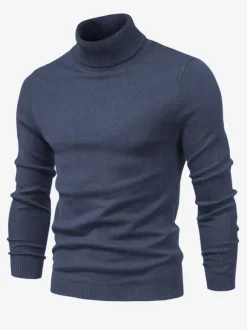 Pulls Homme Cardigan Homme Tricot Col Haut Hiver Manches Longues