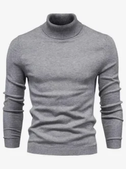 Pulls Homme Cardigan Homme Tricot Col Haut Hiver Manches Longues