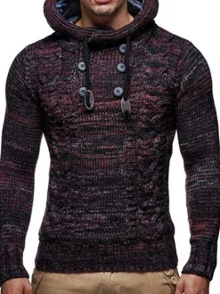 Pulls Homme Pull Homme Tricot Capuche Hiver kaki Gris