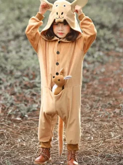 Pyjama Combinaison Enfants Cosplay Halloween Kangourou Costume Carnaval Déguisement