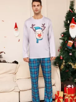 Pyjama Familial Noël Ensemble Manches Longues Enfants Adultes