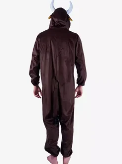 Pyjama Kigurumi Onesie Animal Adulte Costumes Combinaison Polyester Marron Foncé Adulte