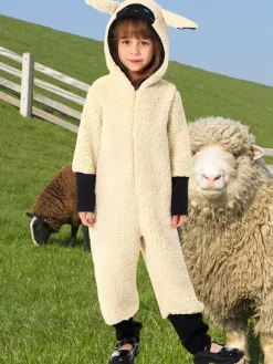 Pyjama Kigurumi Onesie Mouton pour Enfants Combinaison Animale en Polyester