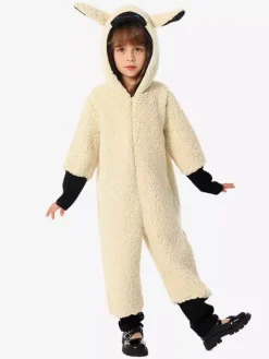 Pyjama Kigurumi Onesie Mouton pour Enfants Combinaison Animale en Polyester