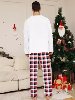Pyjamas de Noël assortis pour toute la famille à carreaux imprimé rennes et Père Noël collection 2026