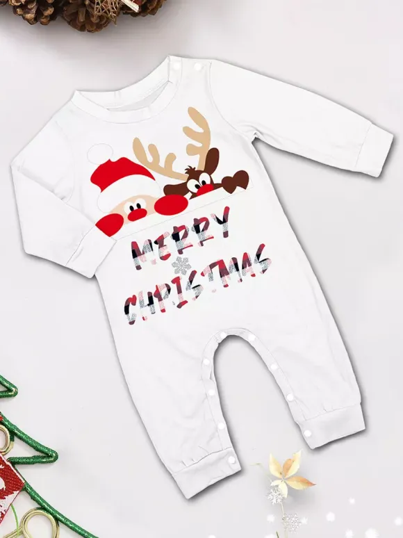 Pyjamas de Noël assortis pour toute la famille à carreaux imprimé rennes et Père Noël collection 2026