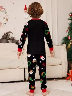 Pyjamas de Noël noirs et rouges pour toute la famille imprimé canne de Noël et Père Noël collection 2026