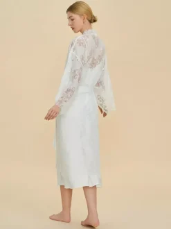 Pyjamas vêtements de nuit peignoirs en dentelle blanche lingerie d'intérieur