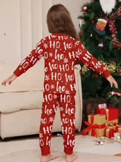 Pyjamas de Noël assortis pour toute la famille imprimé Père Noël rouge « Ho Ho Ho » collection 2026