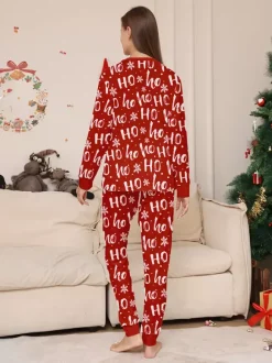 Pyjamas de Noël assortis pour toute la famille imprimé Père Noël rouge « Ho Ho Ho » collection 2026