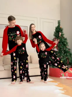 Pyjamas de Noël assortis pour toute la famille imprimé Père Noël vêtements de nuit pour femmes 2026