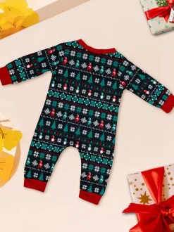 Pyjamas de Noël familiaux Fair Isle noirs et verts 2026