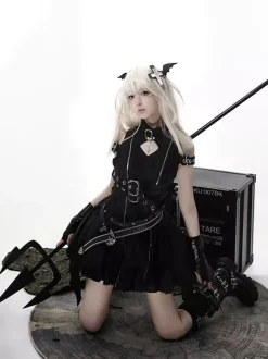 rentrée scolaireRobe gothique Lolita robe JSK élégante et sombre avec dentelle et volants tenue de cosplay