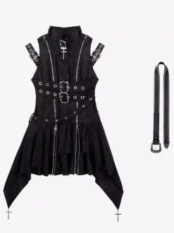 rentrée scolaireRobe gothique Lolita robe JSK élégante et sombre avec dentelle et volants tenue de cosplay