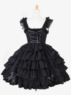 rentrée scolaireRobes Gothiques Lolita Volants N艙uds Noir
