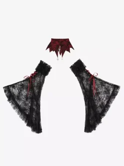 rentrée scolaireRobes gothiques Lolita en dentelle et fleurs jacquard bordeaux noir rouge JSK