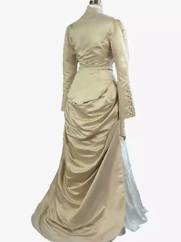 Robe abricot style édouardien tunique à manches longues robe vintage