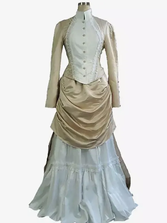 Robe abricot style édouardien tunique à manches longues robe vintage