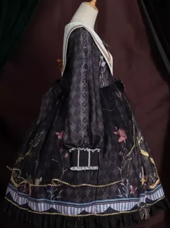 Robe académique Lolita OP bleu manches longues dentelle volante Douce Lolita robe Chic