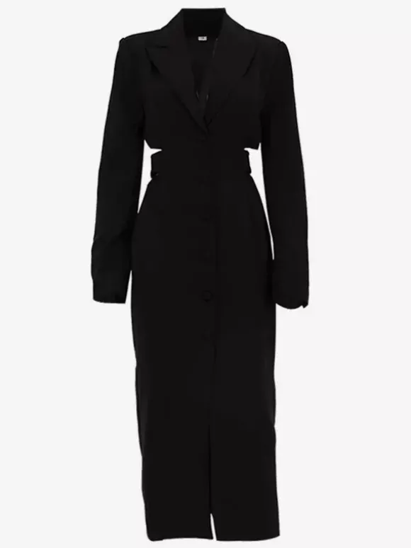 Robe blazer découpée à manches longues robe mi-longue de printemps pour femmes 2026
