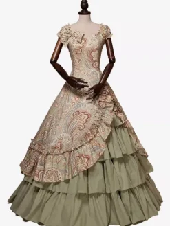 Robe Bleu Costumes rétro Marie Antoinette Style victorien Opéra robe de bal Déguisements Halloween