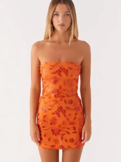 Robe bustier mini à sequins et fleurs pour femme - Robe tube élégante et moulante - Idéale pour une soirée cocktail estivale 2026