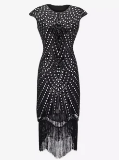 Robe charleston robe vintage 1920s Costume Gatsby Robe rétro à pailllete Déguisements Halloween Bourgogne
