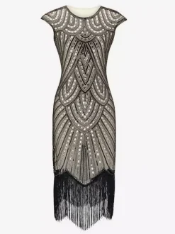 Robe charleston robe vintage 1920s Costume Gatsby Robe rétro à pailllete Déguisements Halloween Bourgogne