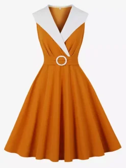 Robe cocktail swing vintage années 1950 sans manches taille moyenne style rétro