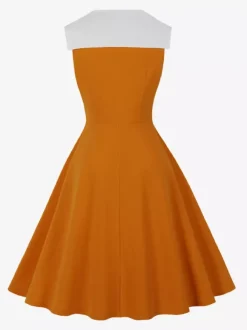 Robe cocktail swing vintage années 1950 sans manches taille moyenne style rétro