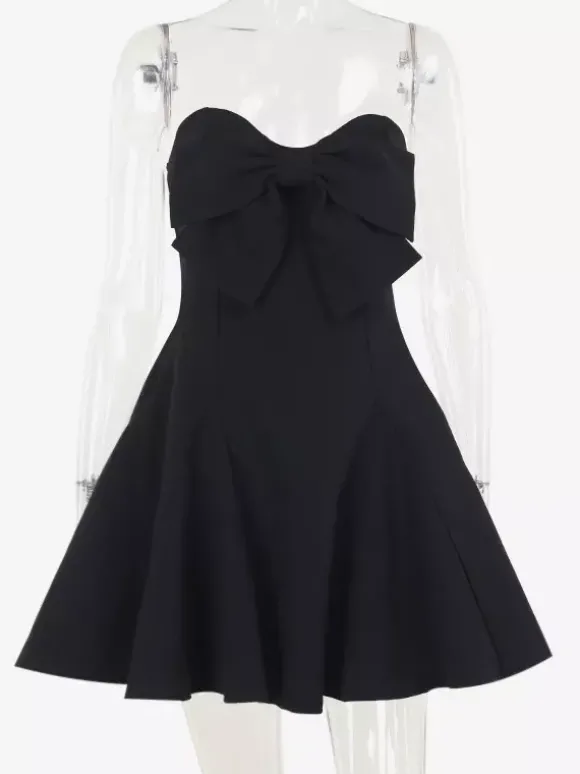 Robe Coquette à n艙ud pour femme - Robe mini bustier en forme de c艙ur - Idéale pour une fête d'anniversaire d'été 2026