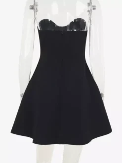 Robe Coquette à n艙ud pour femme - Robe mini bustier en forme de c艙ur - Idéale pour une fête d'anniversaire d'été 2026