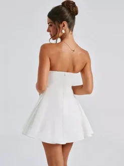 Robe Coquette à n艙ud pour femme - Robe mini bustier en forme de c艙ur - Idéale pour une fête d'anniversaire d'été 2026