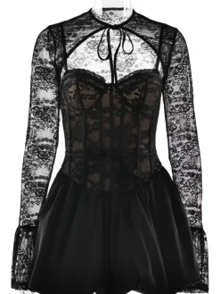 Robe corset en dentelle noire avec boléro amovible Robe mini bouffante de fête d'anniversaire pour femme 2026