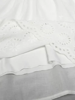 Robe cortège enfant boho Polyester Coton Découpé Décolleté Conçu Manches Courtes Blanc