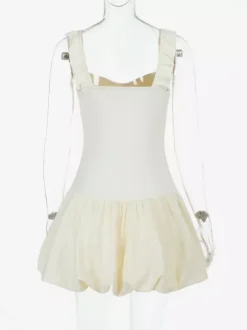 Robe courte à ourlet bouffant pour femme - Coupe corset à volants style Coquette - Look idéal pour une fête d'été à la plage 2026