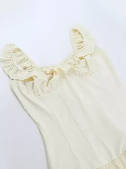 Robe courte à ourlet bouffant pour femme - Coupe corset à volants style Coquette - Look idéal pour une fête d'été à la plage 2026