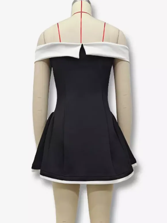 Robe courte à épaules dénudées et manches longues coupe trapèze tenue de soirée sexy pour femme 2026